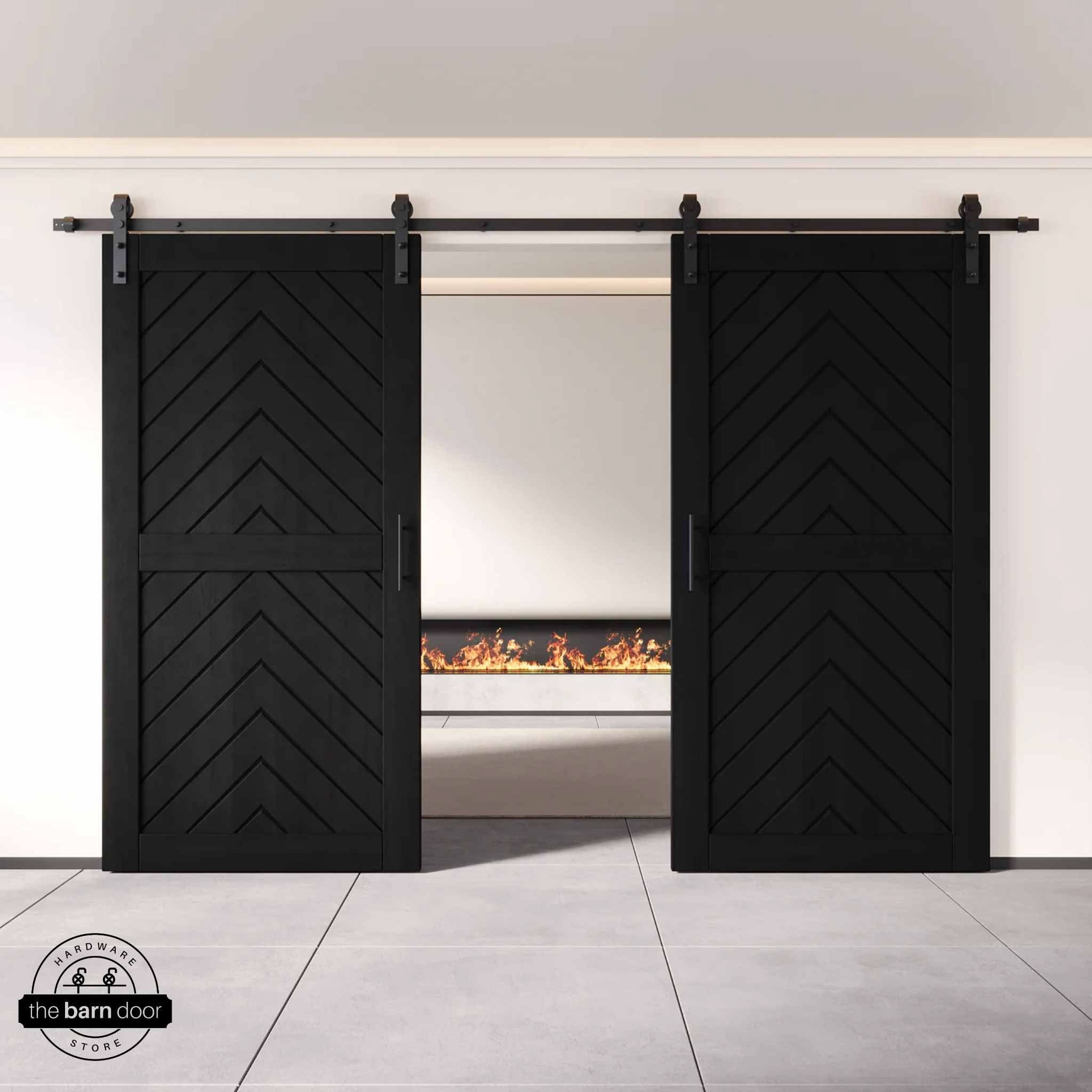 Fishbone Double Barn Door Kit | Black Hardware