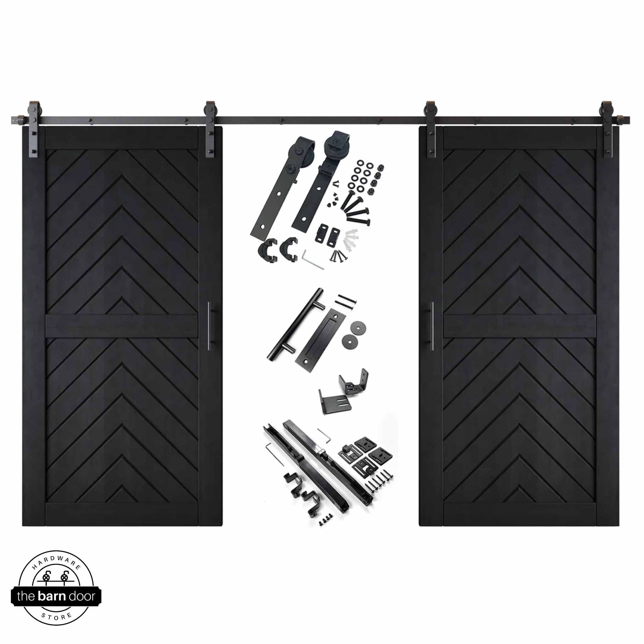 Fishbone Double Barn Door Kit | Black Hardware