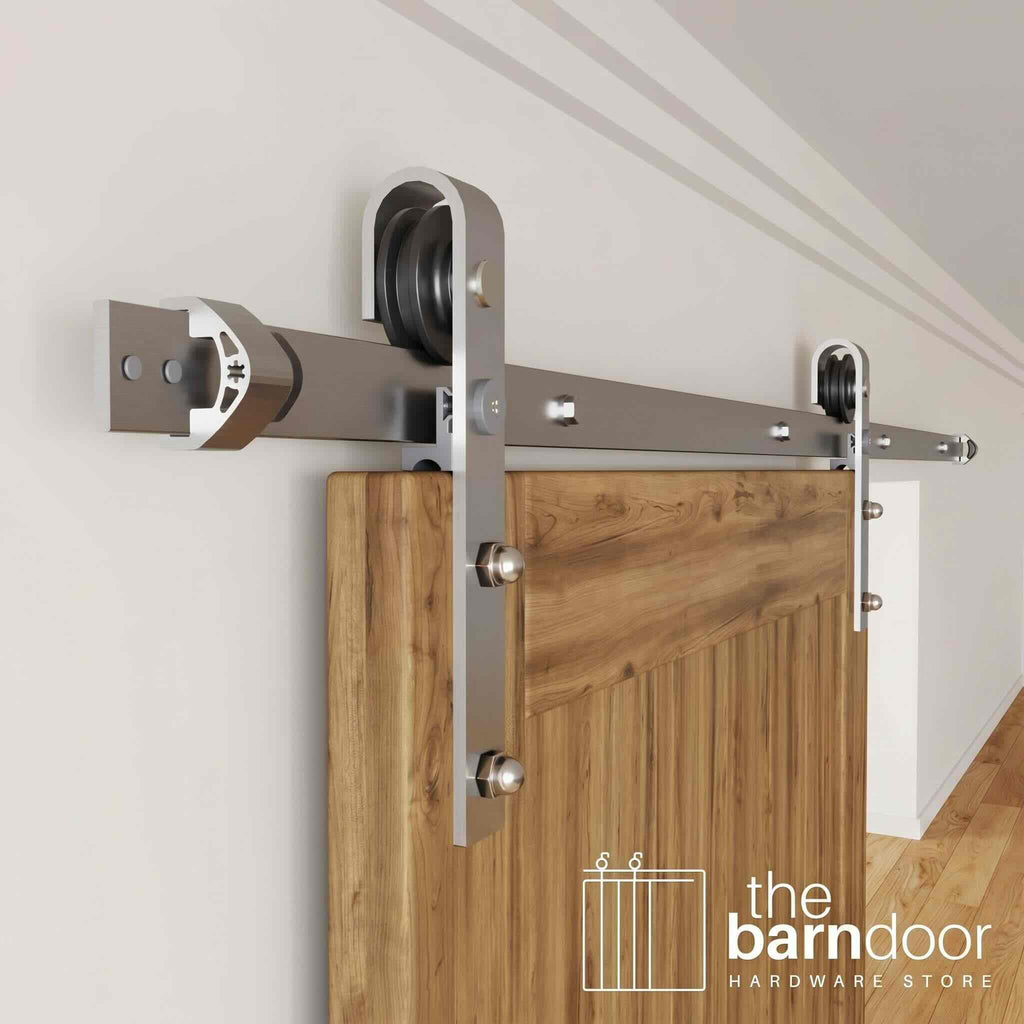 J-Strap Brushed Nickel Single Track Barn Door Hardware Kit