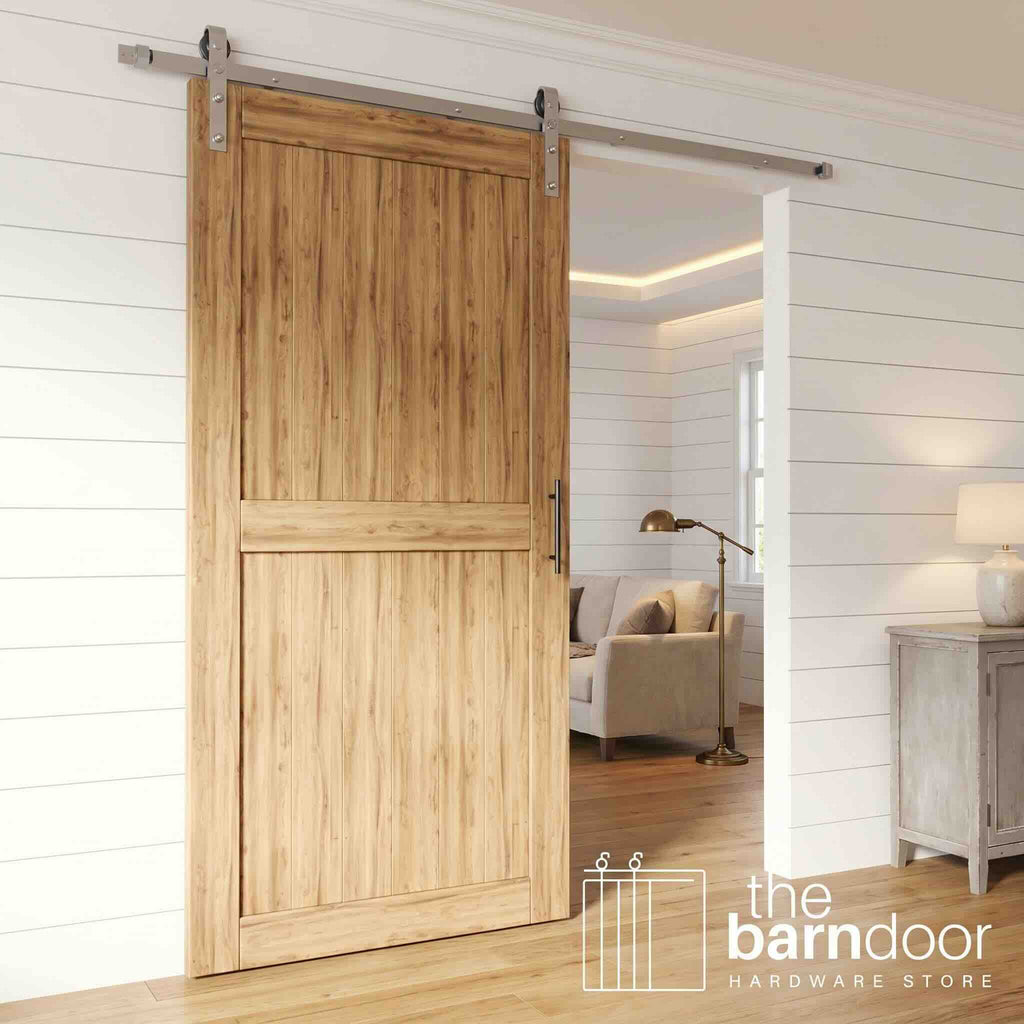J-Strap Brushed Nickel Single Track Barn Door Hardware Kit