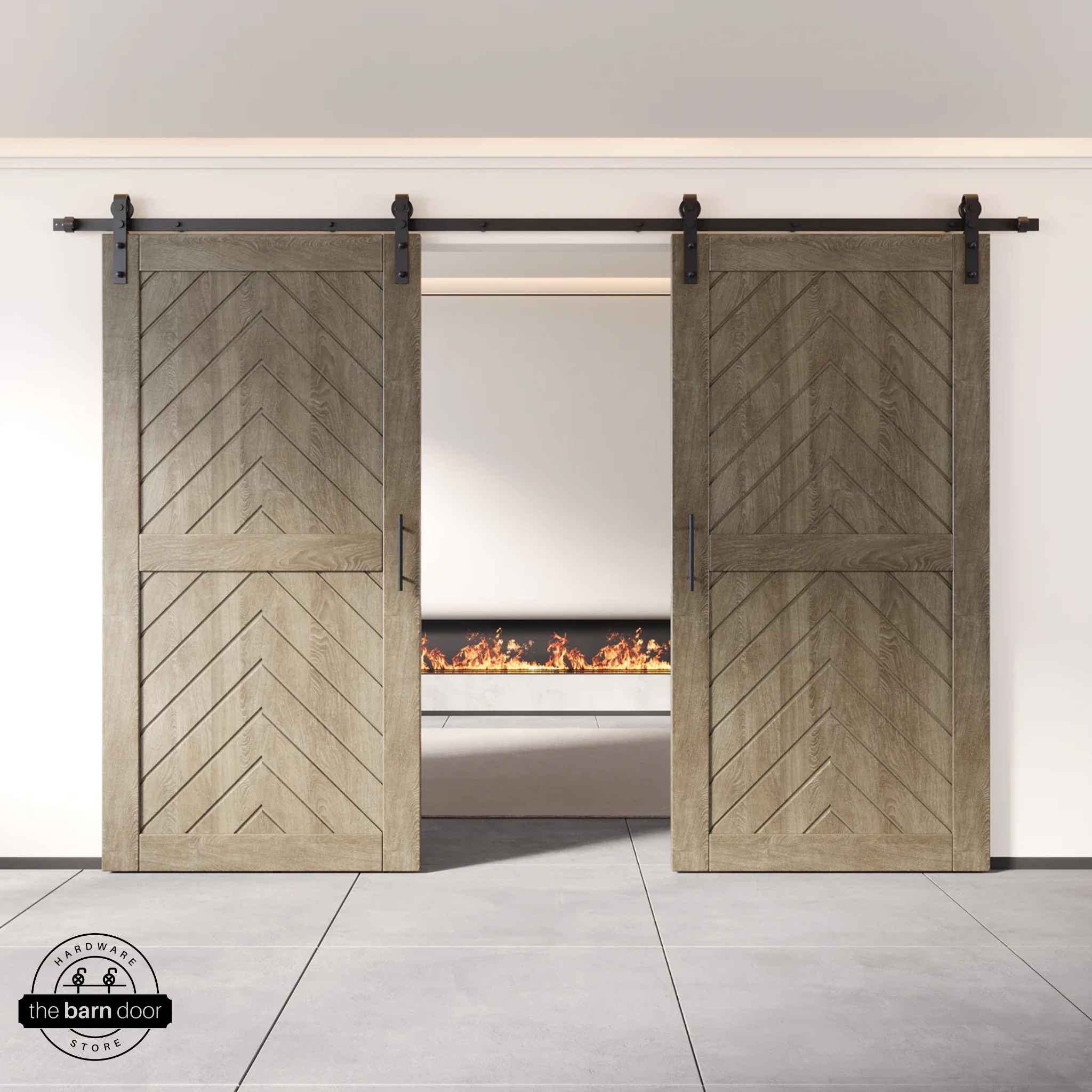 Fishbone Double Barn Door Kit | Black Hardware