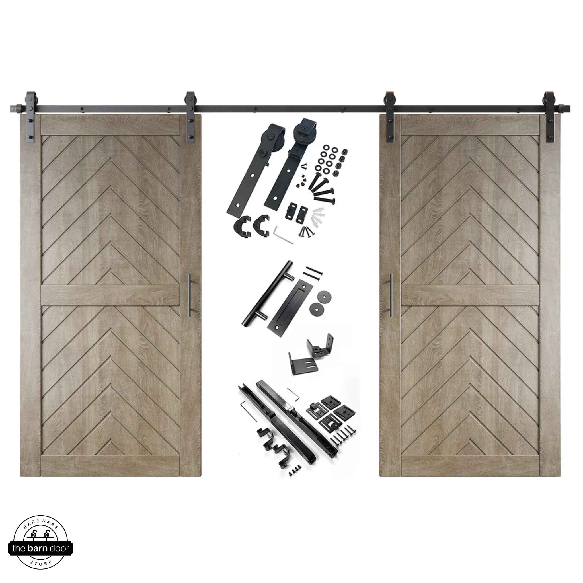 Fishbone Double Barn Door Kit | Black Hardware