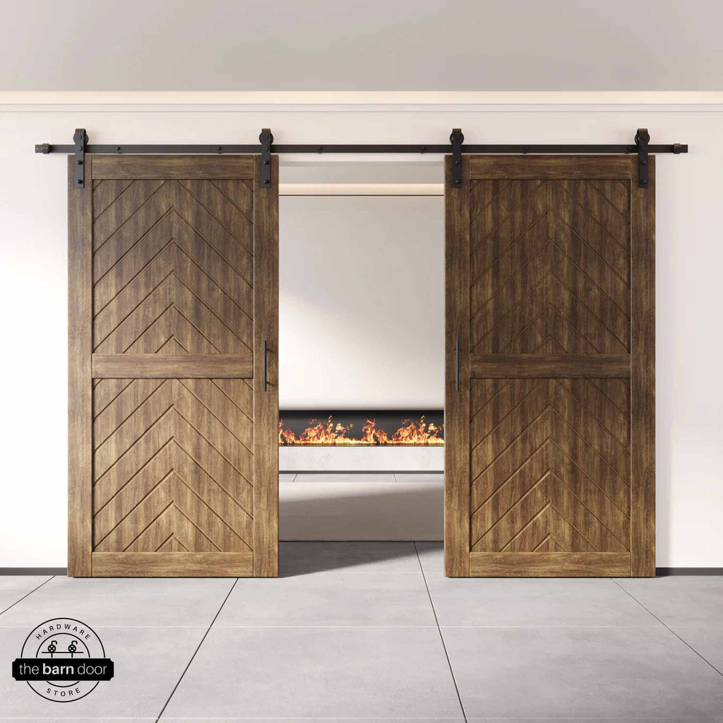 Fishbone Double Barn Door Kit | Black Hardware