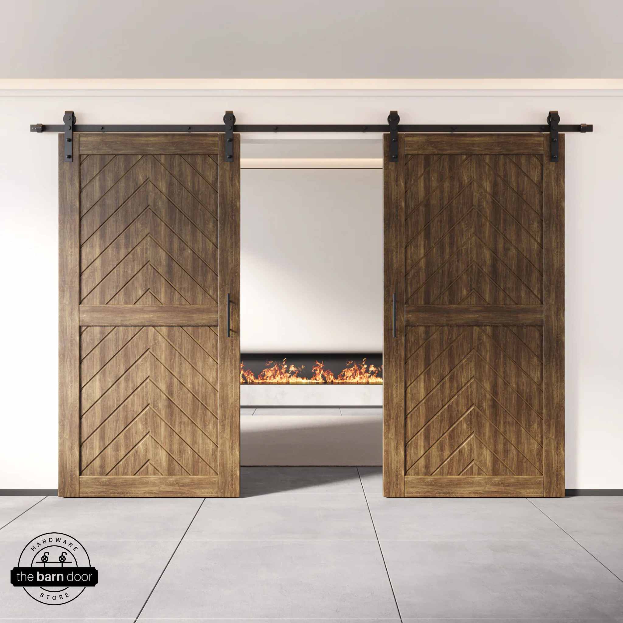 Fishbone Double Barn Door Kit | Black Hardware