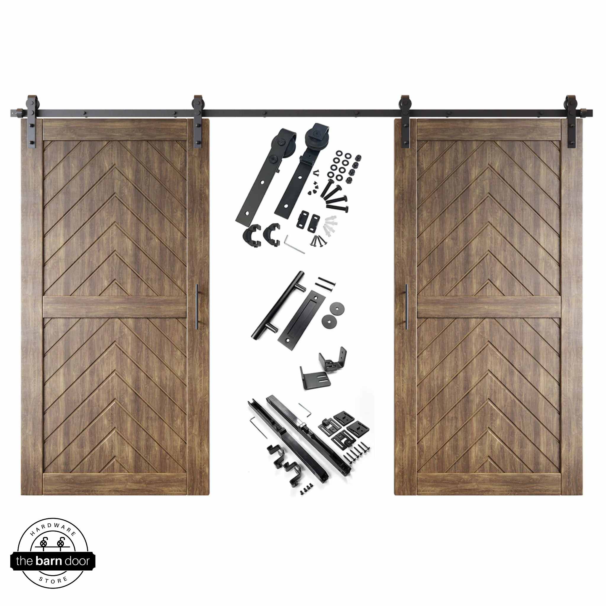 Fishbone Double Barn Door Kit | Black Hardware