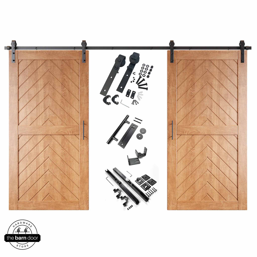 Fishbone Double Barn Door Kit | Black Hardware
