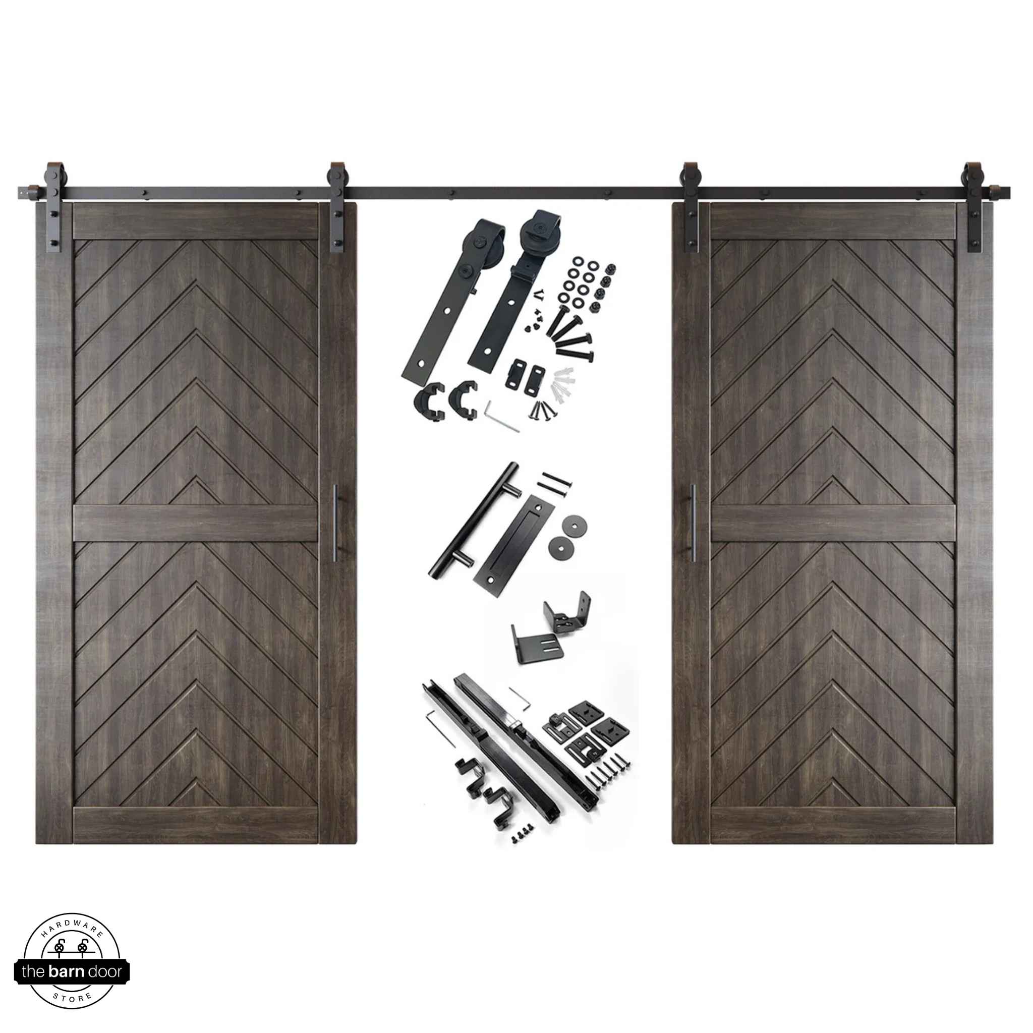 Fishbone Double Barn Door Kit | Black Hardware
