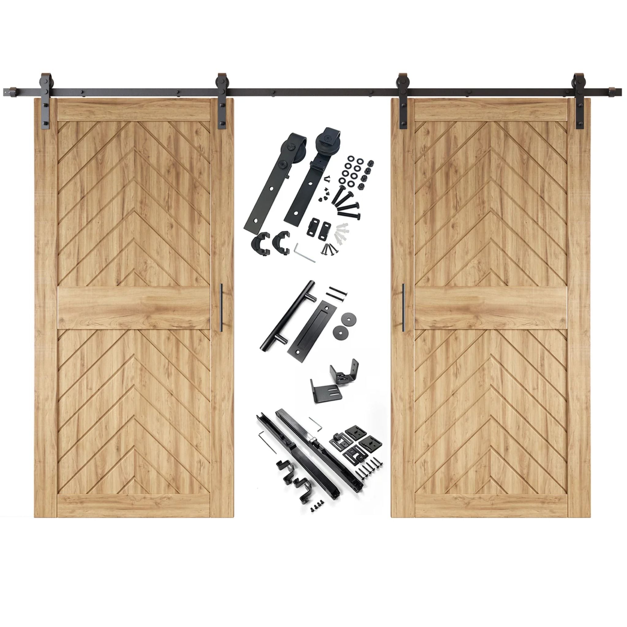 Fishbone Double Barn Door Kit | Black Hardware