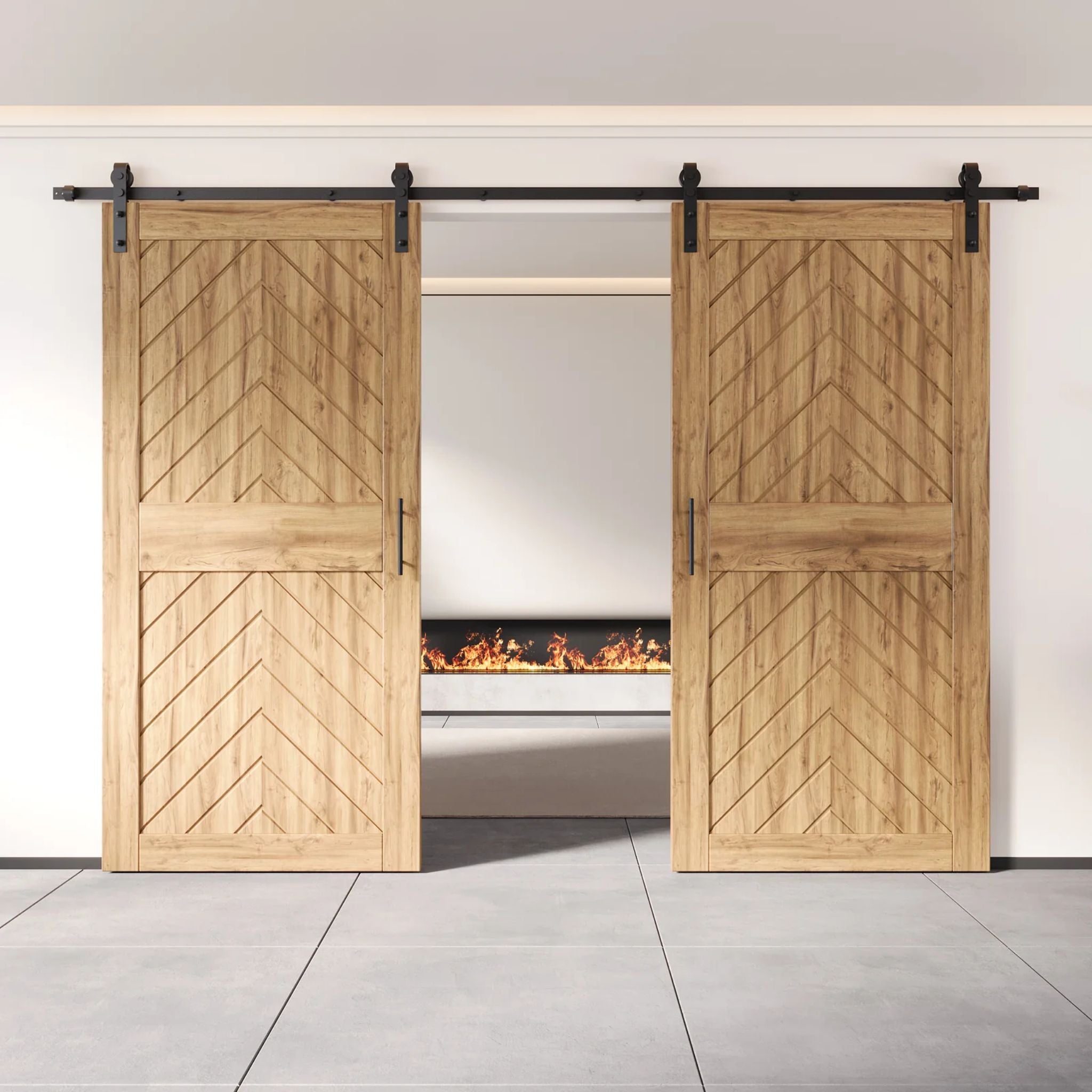 Fishbone Double Barn Door Kit | Black Hardware