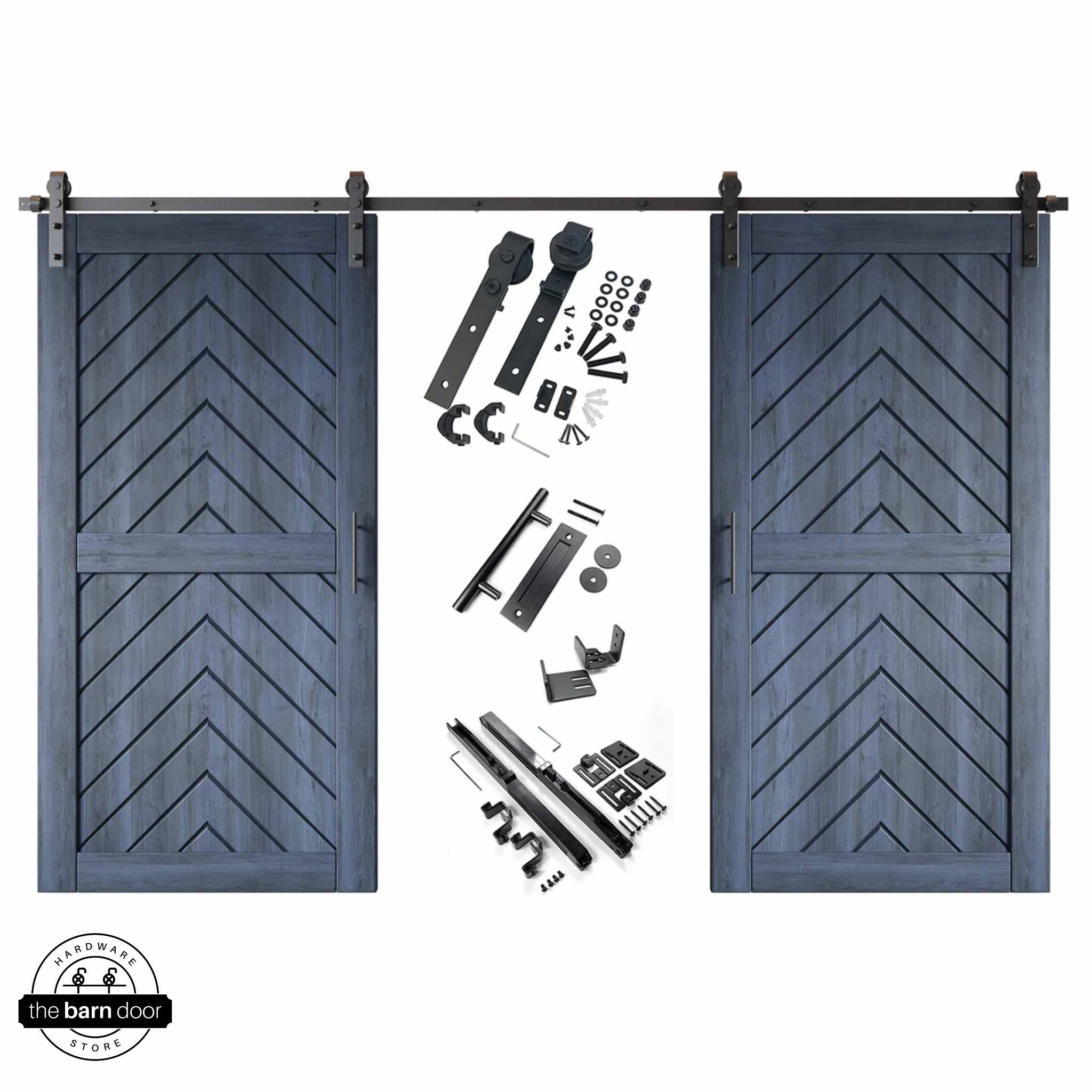 Fishbone Double Barn Door Kit | Black Hardware