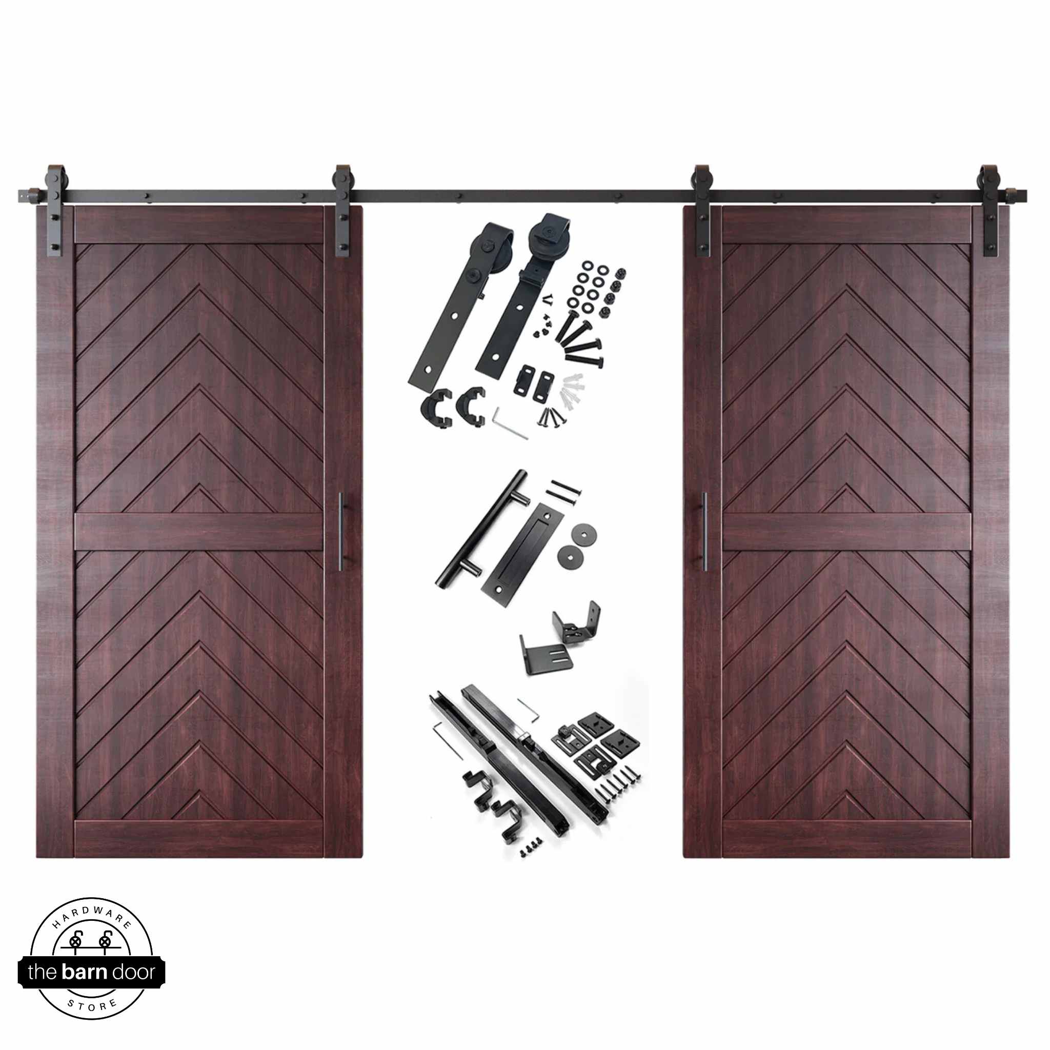 Fishbone Double Barn Door Kit | Black Hardware