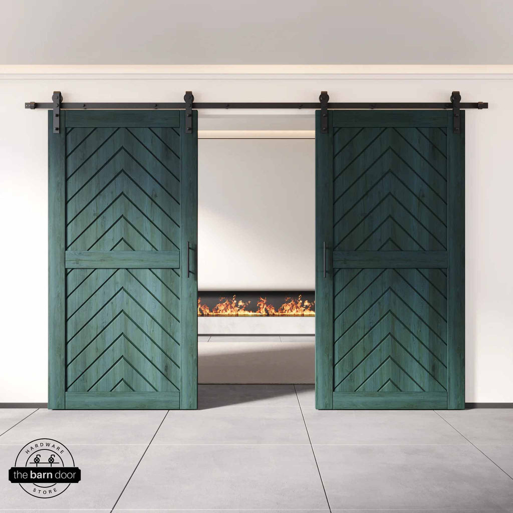Fishbone Double Barn Door Kit | Black Hardware