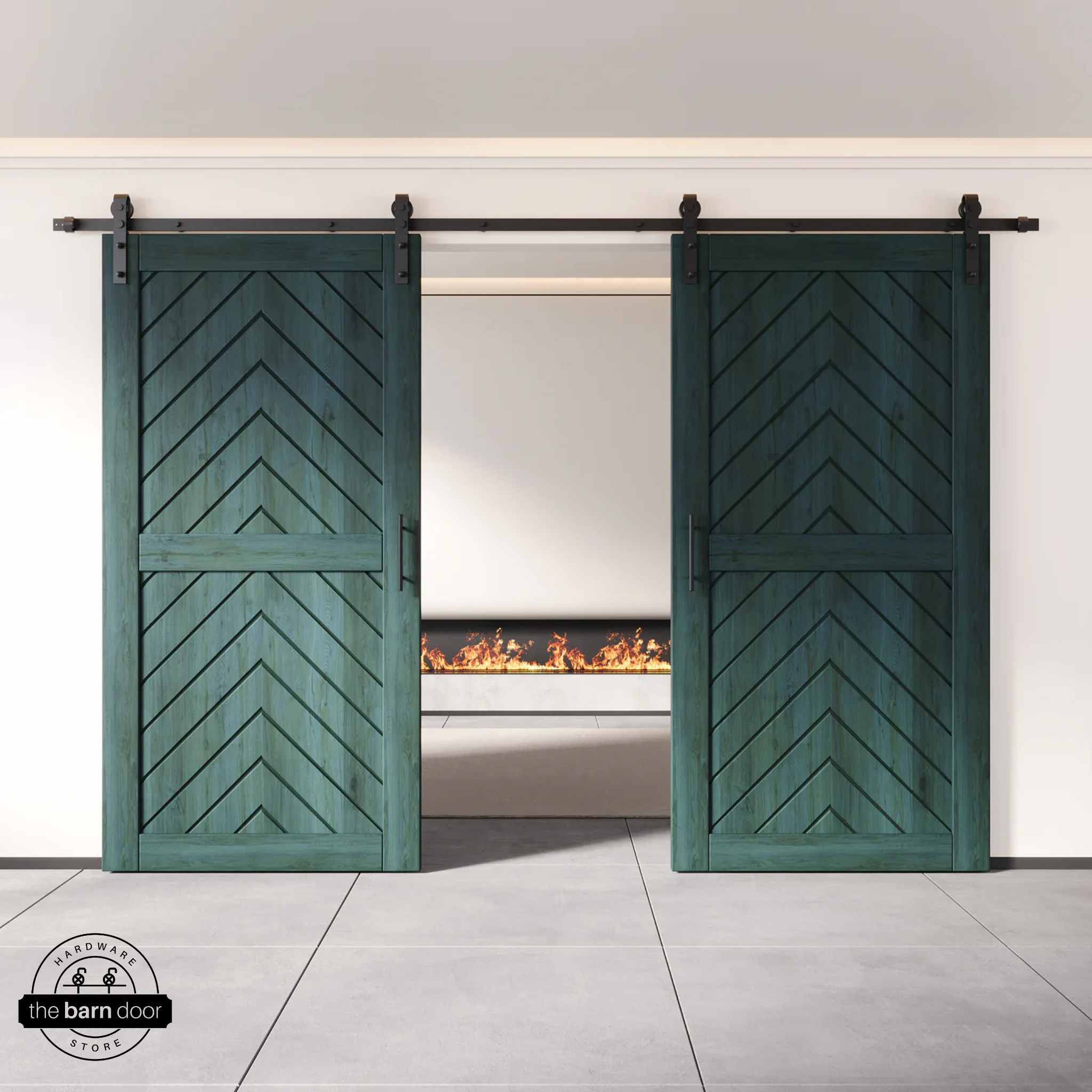 Fishbone Double Barn Door Kit | Black Hardware