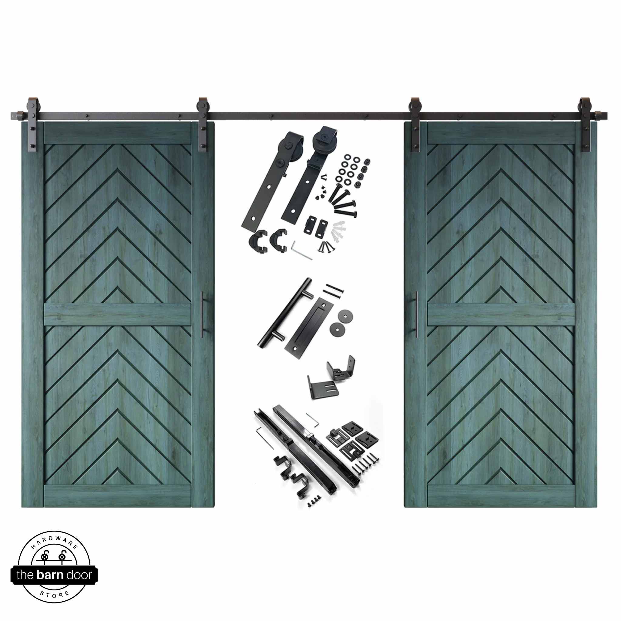 Fishbone Double Barn Door Kit | Black Hardware