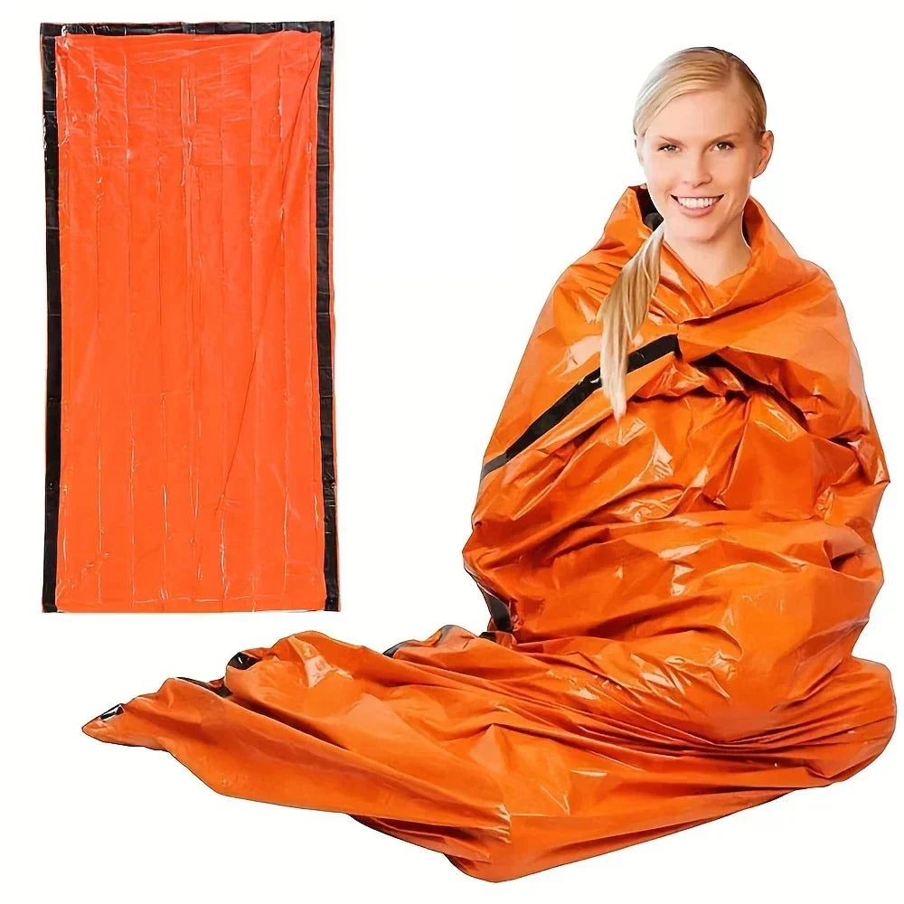 Portable Waterproof Emergency Survival Sleeping Bag Outdoor Edc Camping Gear Thermal Sack First Aid Rescue Kit Mylar Blanket