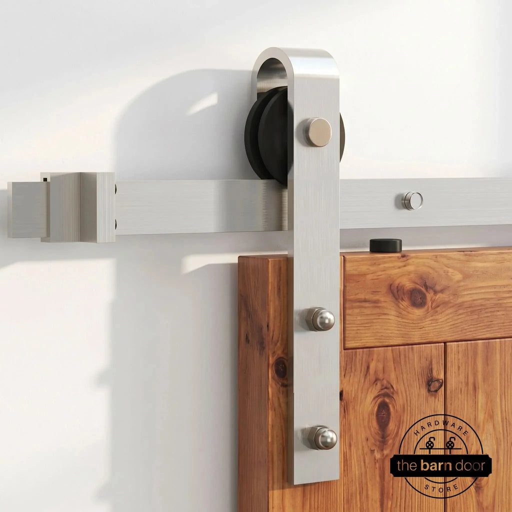 J-Strap Brushed Nickel Single Track Barn Door Hardware Kit