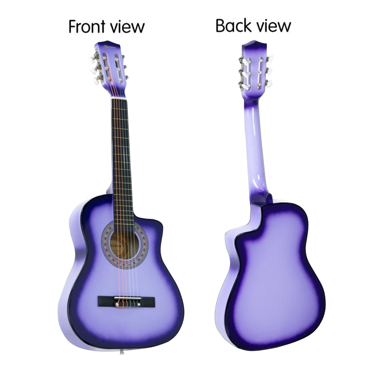NNEDPE 38in Cutaway Acoustic Guitar with guitar bag - Purple Burst