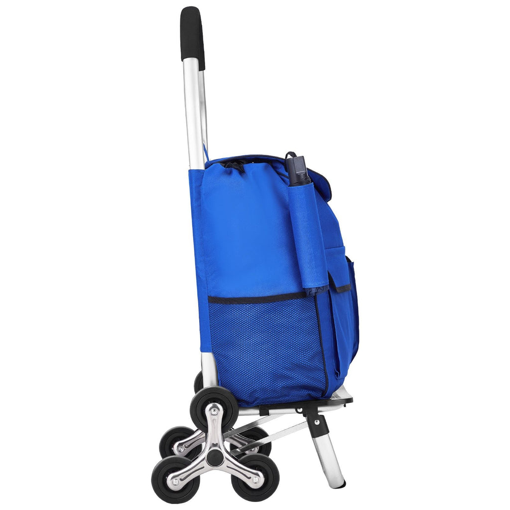 Stair Climber Trolley Dolly, 36L Folding Shopping Cart, Grocery Cart Trolley Laundry Stair Climbing Handcart with 6 Wheels & Oxford Cloth Bag, Foldable Cart for Shopping Grocery Laundry Climbing